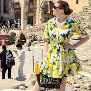 Lemon Print Shirt Dress